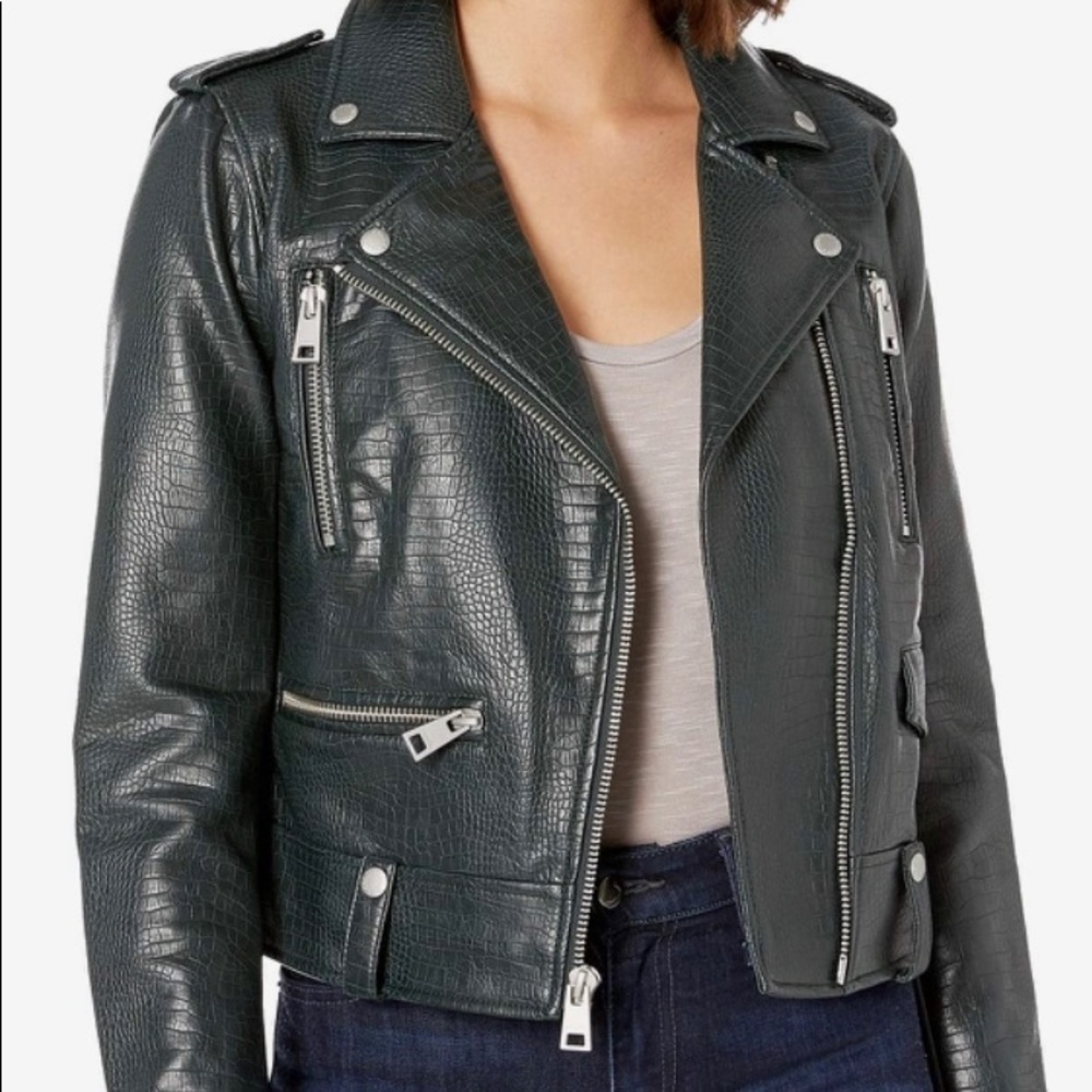 Levi's Dark Green Croc-Embossed Leather Jacket